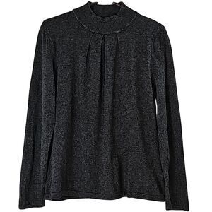 Womens Sz XL Heathered Gray Pleated Mock Neckline Investments Sweater